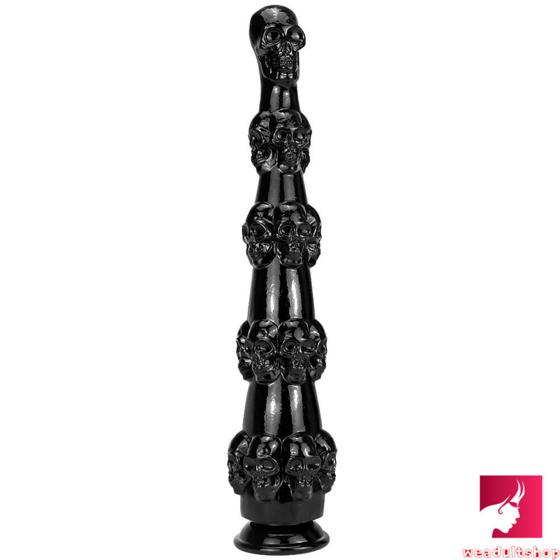 14.56in Skull Fantasy Girl Fuck Big Black Dildo Thick Sex Toy