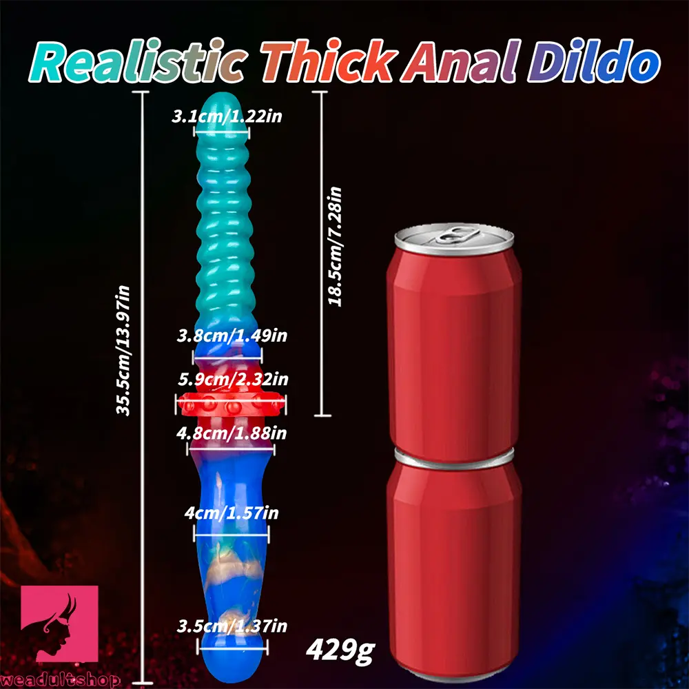 13.97in Dual Heads Silicone Big Long Knot Dildo Pleasure Feeling Toy