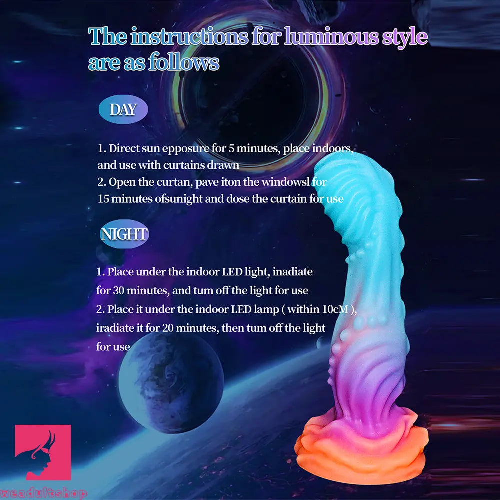 8in Luminous Fantasy Silicone Soft Big Dildo Manual Climax Bed Cock Love