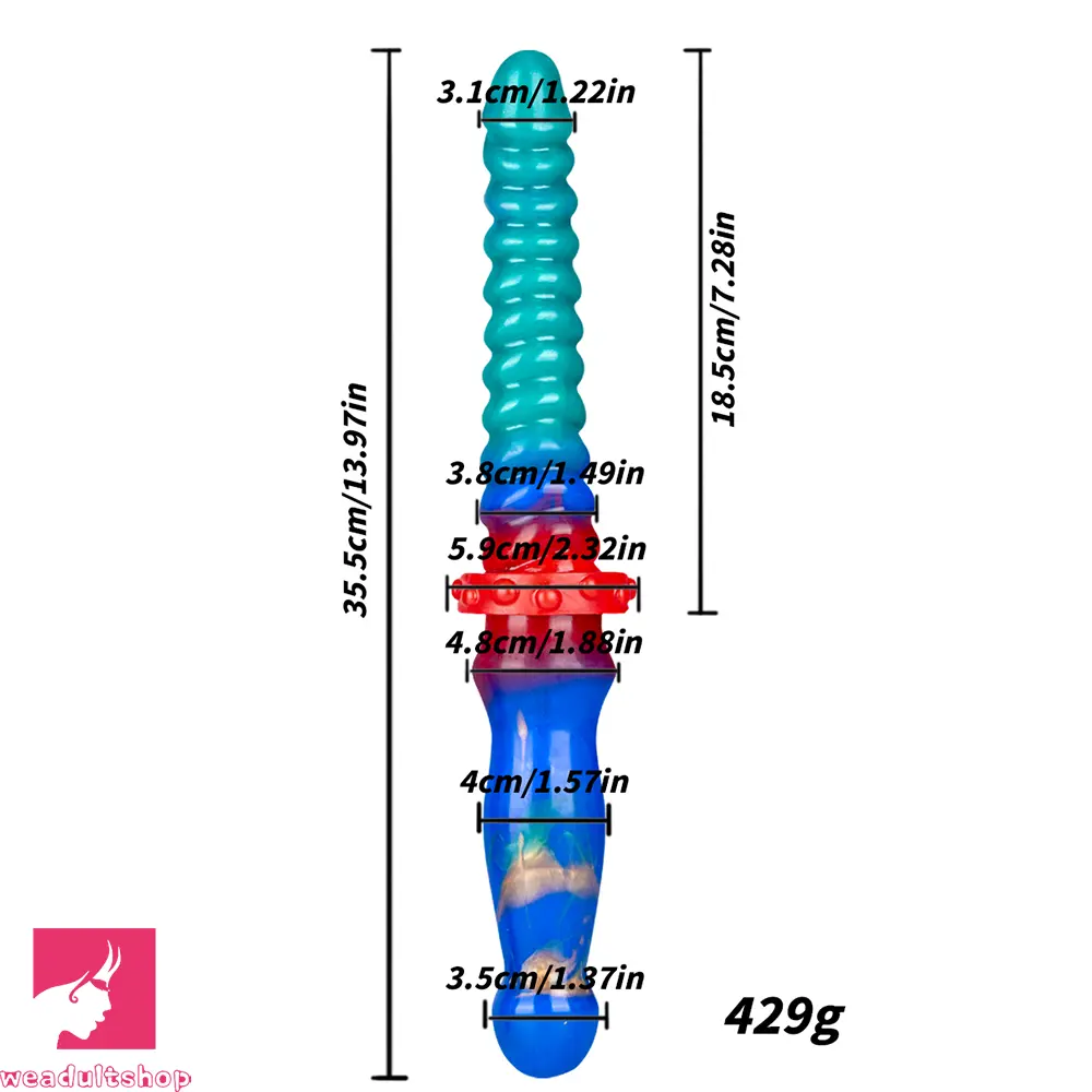 13.97in Dual Heads Silicone Big Long Knot Dildo Pleasure Feeling Toy