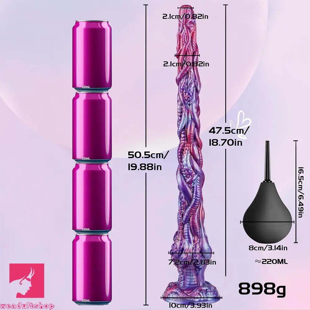 19.88in Huge Long Squirting Tentacle Monster Silicone Fantasy Odd Dildo