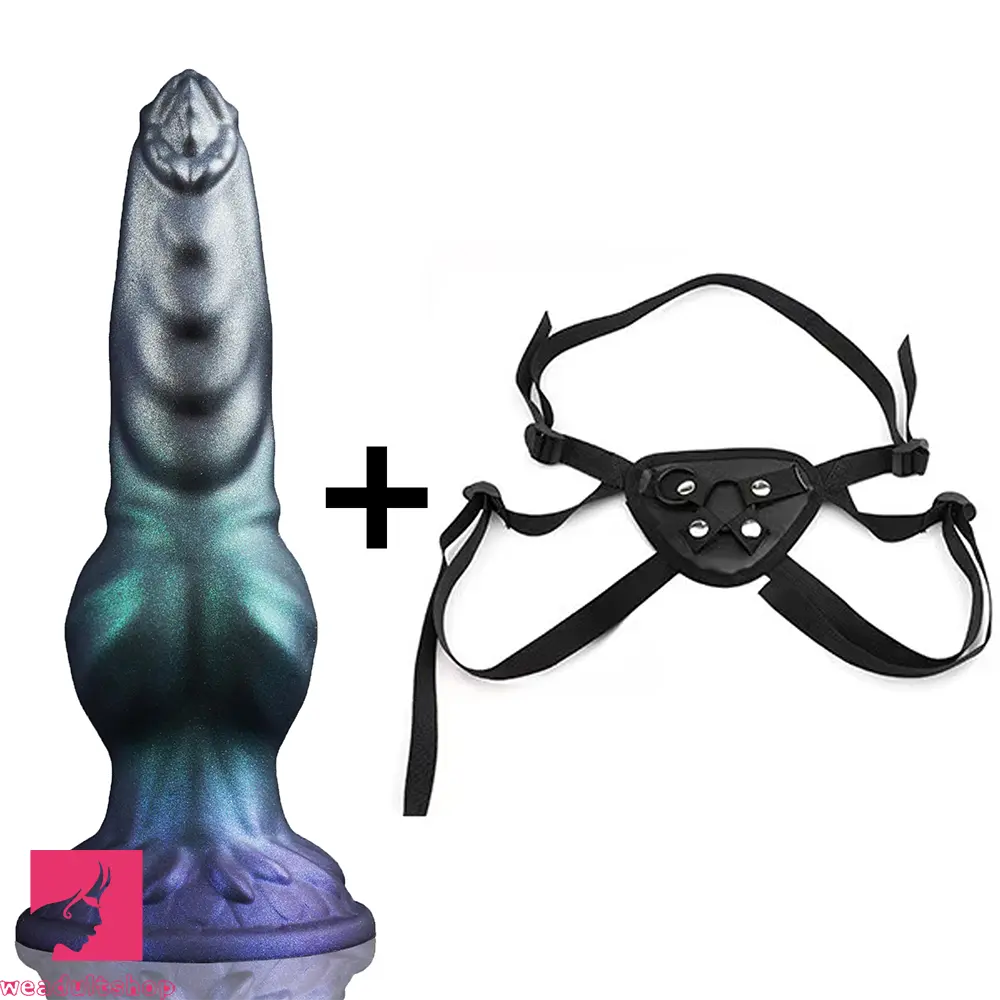 7.48in Strap on Monster Dog Knot Silicone Dildo Vaginal G-spot Sex Toy