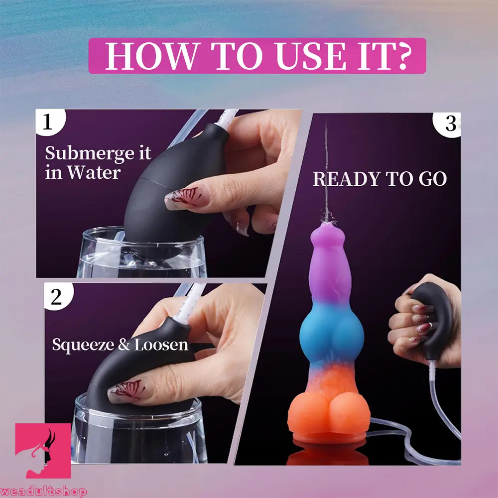9.25in Vibrating Ejaculating Dog Knot Silicone Luminous Dildo For Feeling