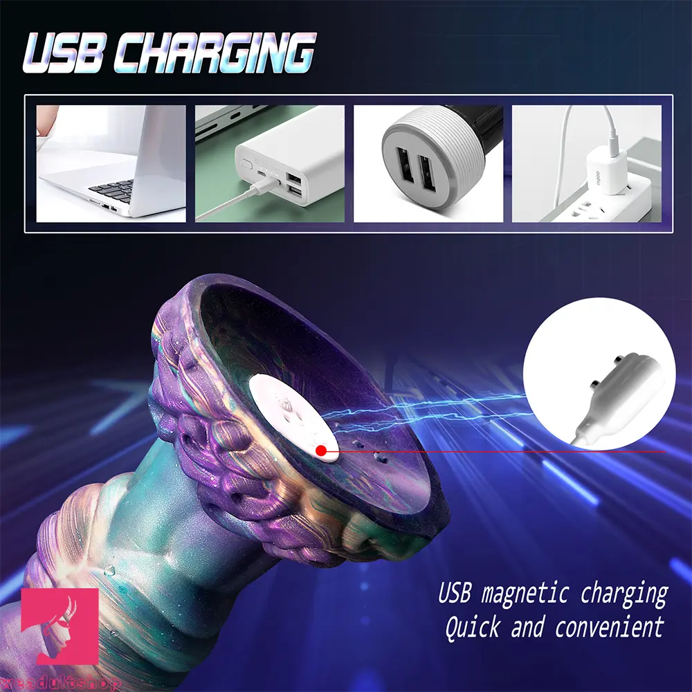 10.3in Monster Knot Thrusting Vibrating Fantasy Odd Stretching Cock Dildo