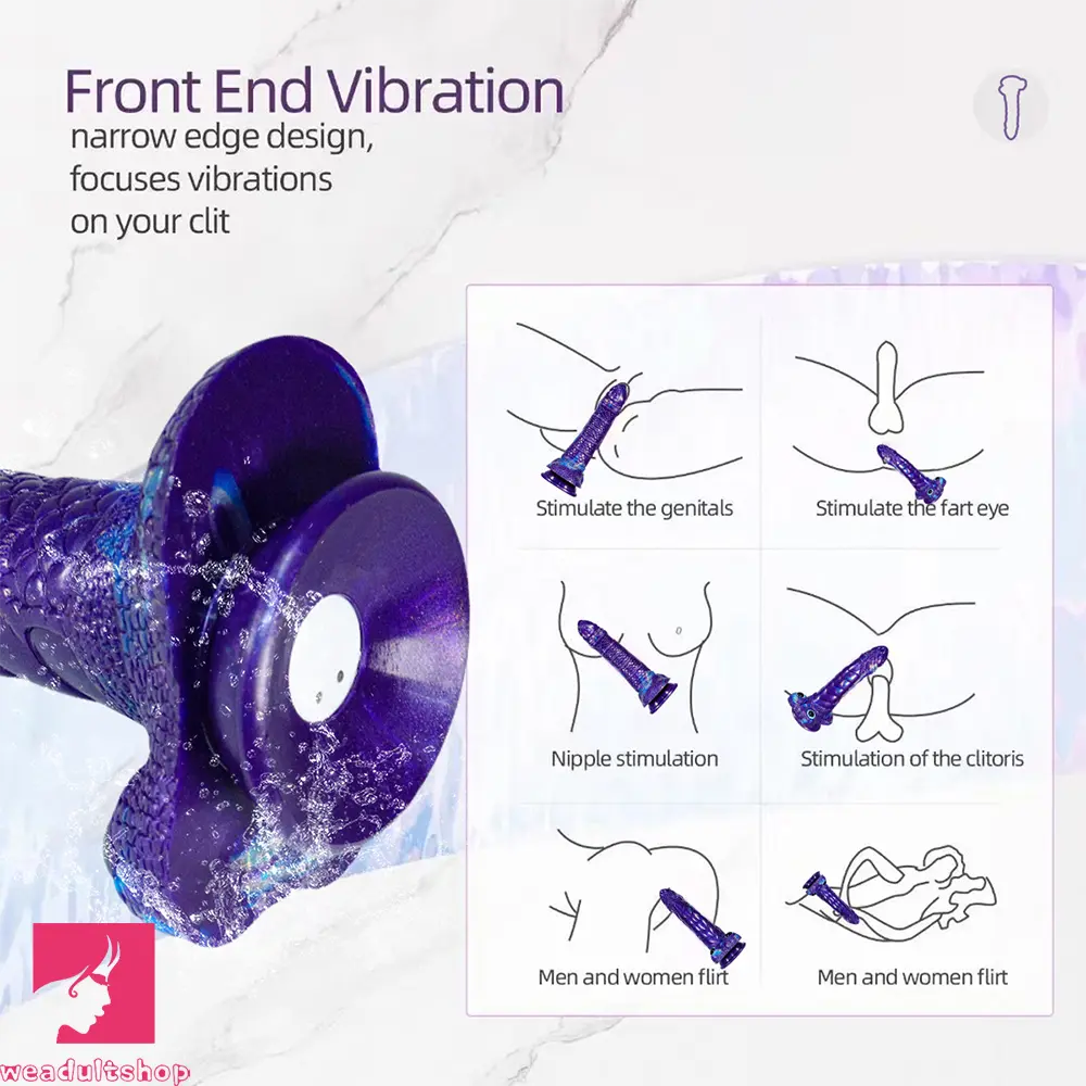 9.05in Dragon Scale Armor Animal Vibrating Dildo With Tapered Head Toy