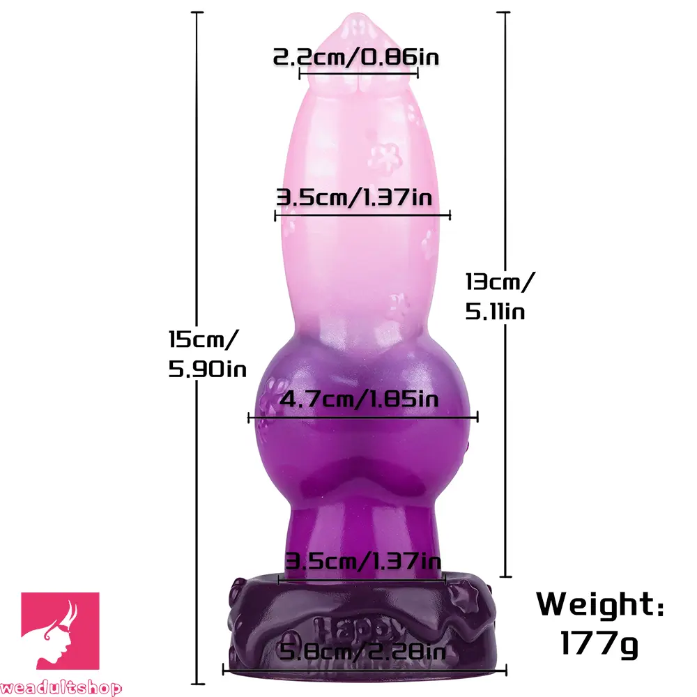 5.9in Flower Design Tapered Tip Knot Monster Silicone Female Dildo Toy