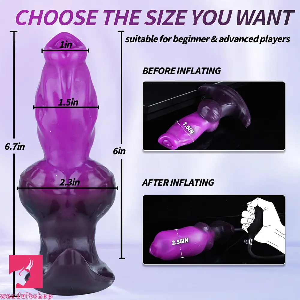6.7in Magnetic Inflatable Knot Silicone Dildo G-spot Sex Toy For Penis