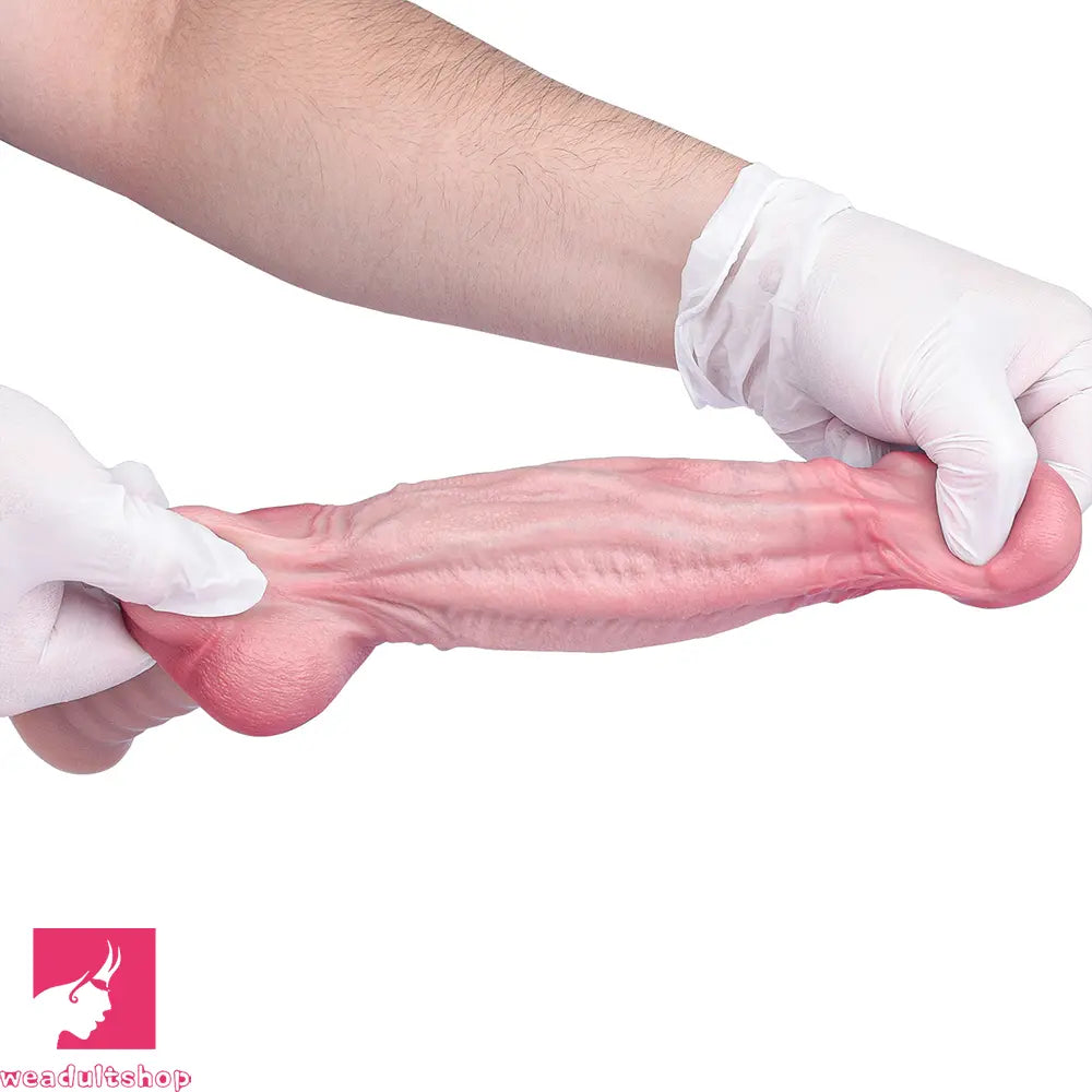 10.82in Real Feeling Double Layer Silicone Soft Handle Flexible Feel Dildo