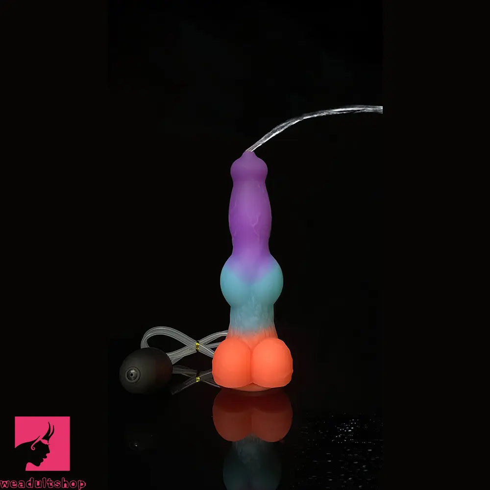 9.25in Vibrating Ejaculating Dog Knot Silicone Luminous Dildo For Feeling