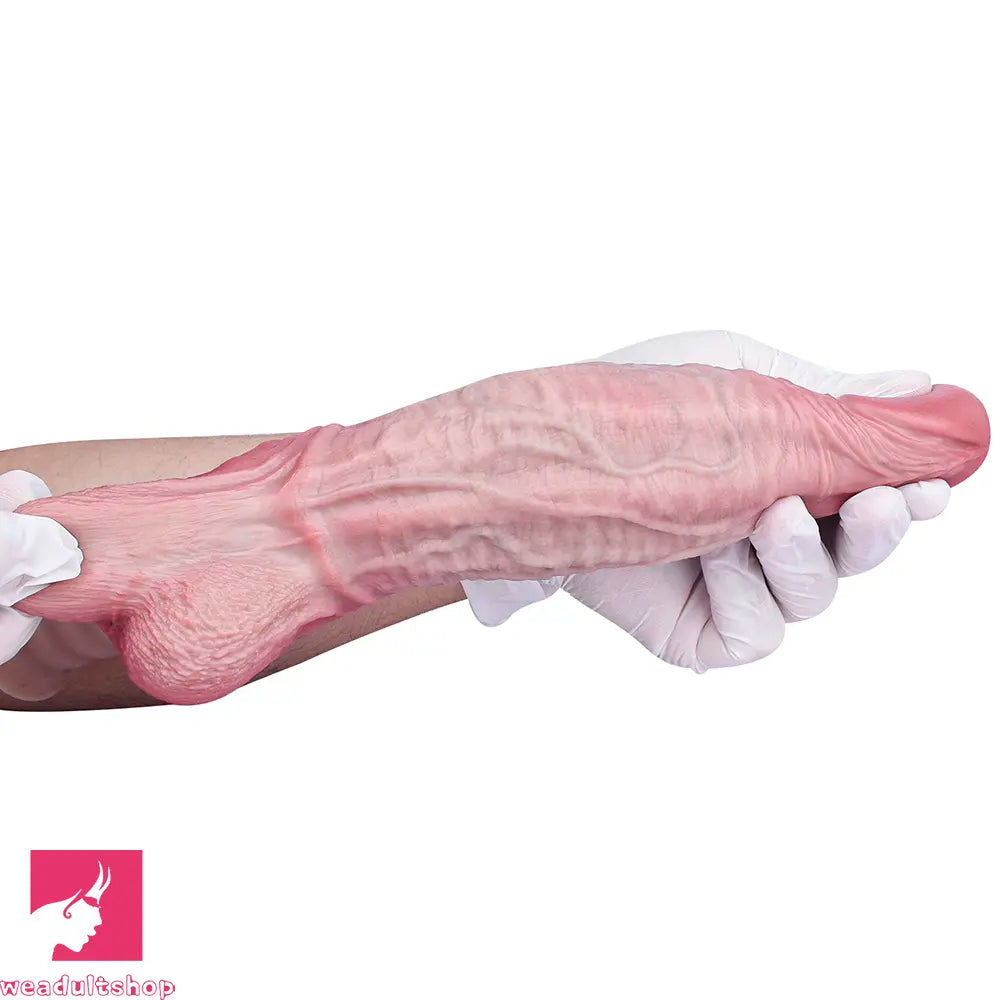 11.1in Real Feeling Double Layer Silicone Soft Handle Flexible Love Dildo