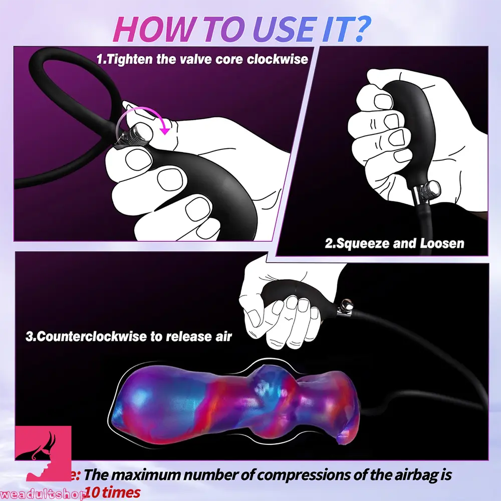 6.7in Magnetic Inflatable Knot Silicone Dildo G-spot Sex Toy For Penis