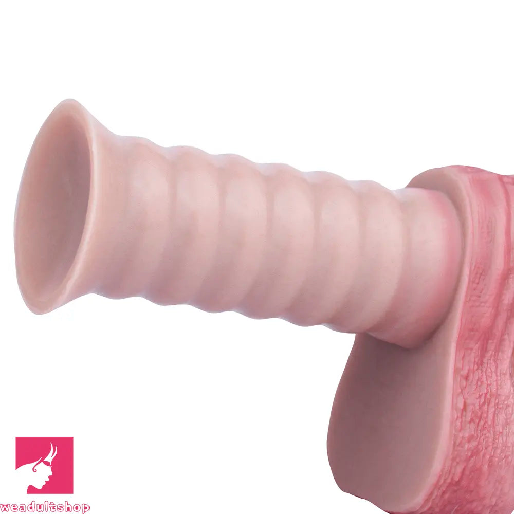 11.1in Real Feeling Double Layer Silicone Soft Handle Flexible Love Dildo