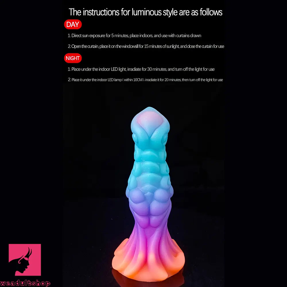 7.87in Monster Knot Luminous Dildo With Ribs Adult Sex Masturbator