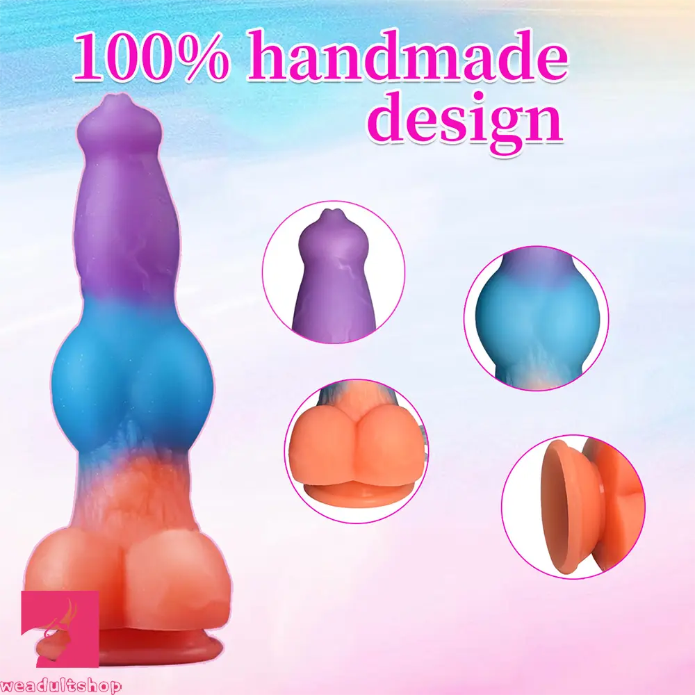 9.25in Vibrating Ejaculating Dog Knot Silicone Luminous Dildo For Feeling