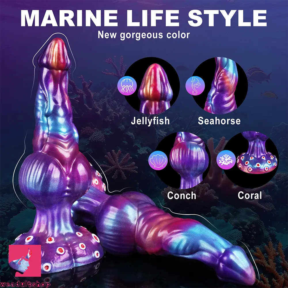 9.25in Jellyfish Seahorse Conch Coral Odd Creature Knot Big Dildo
