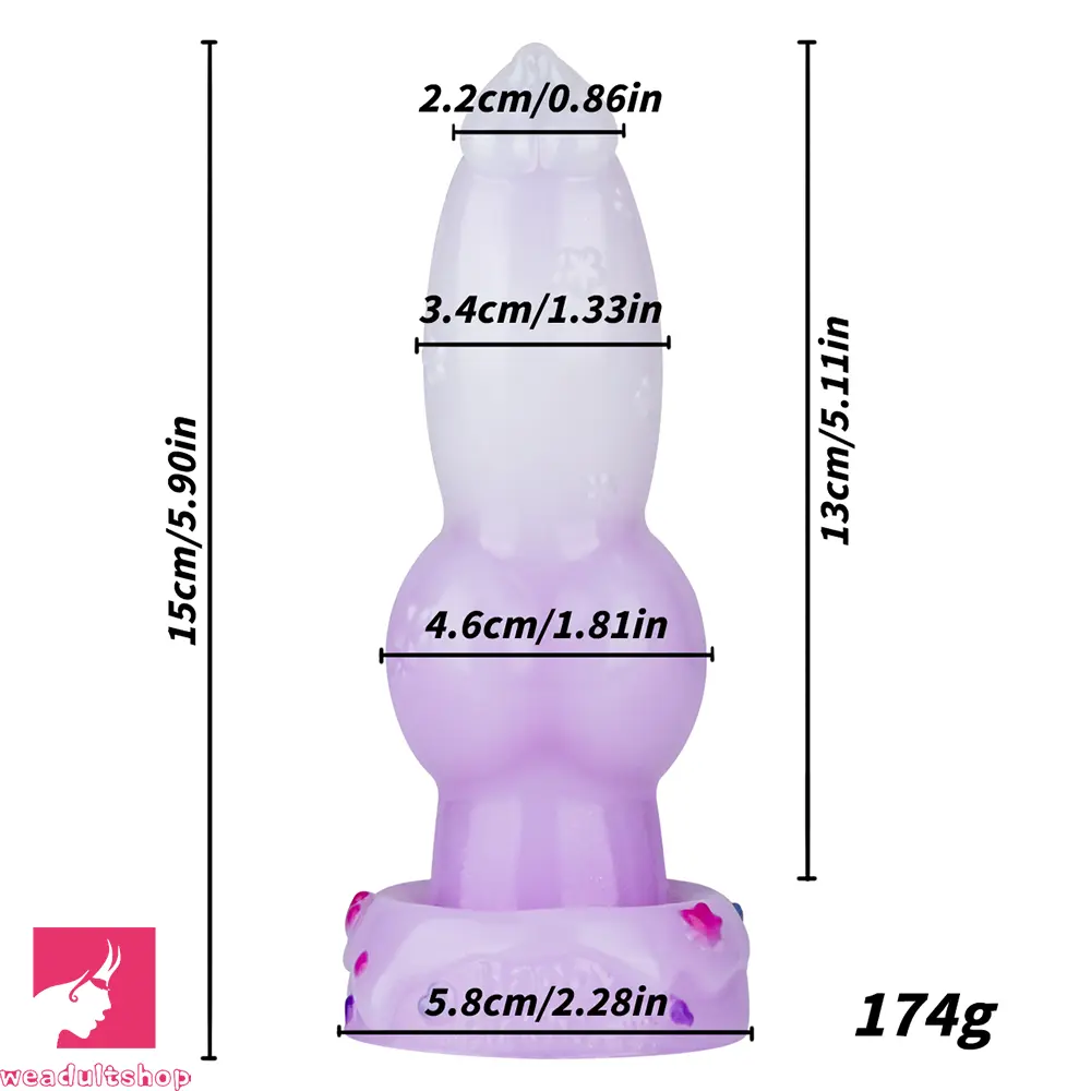 5.9in Flower Design Tapered Tip Knot Monster Silicone Female Dildo Toy
