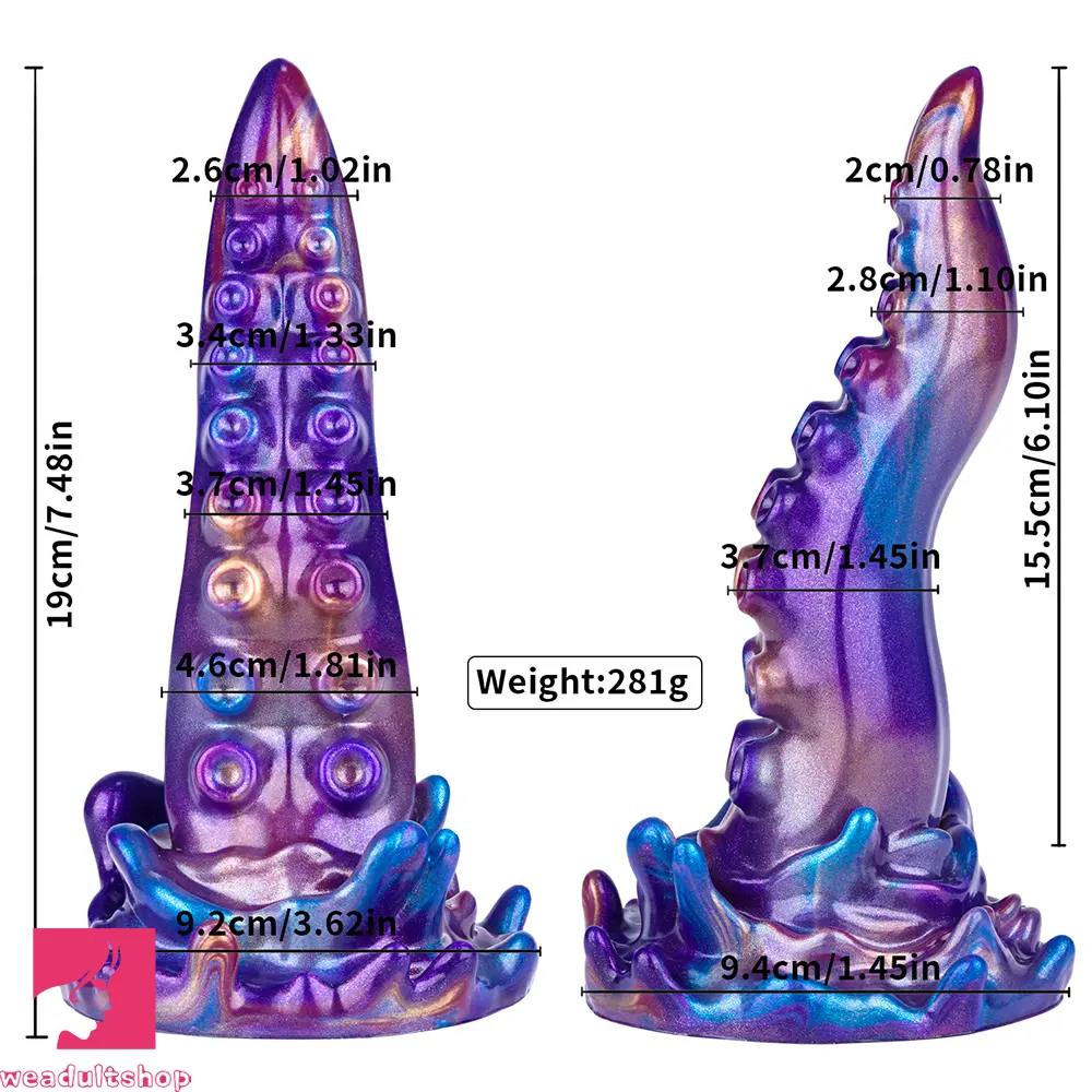 7.48in Tentacle Monster Silicone Dildo Hands-Free Play For Dilator