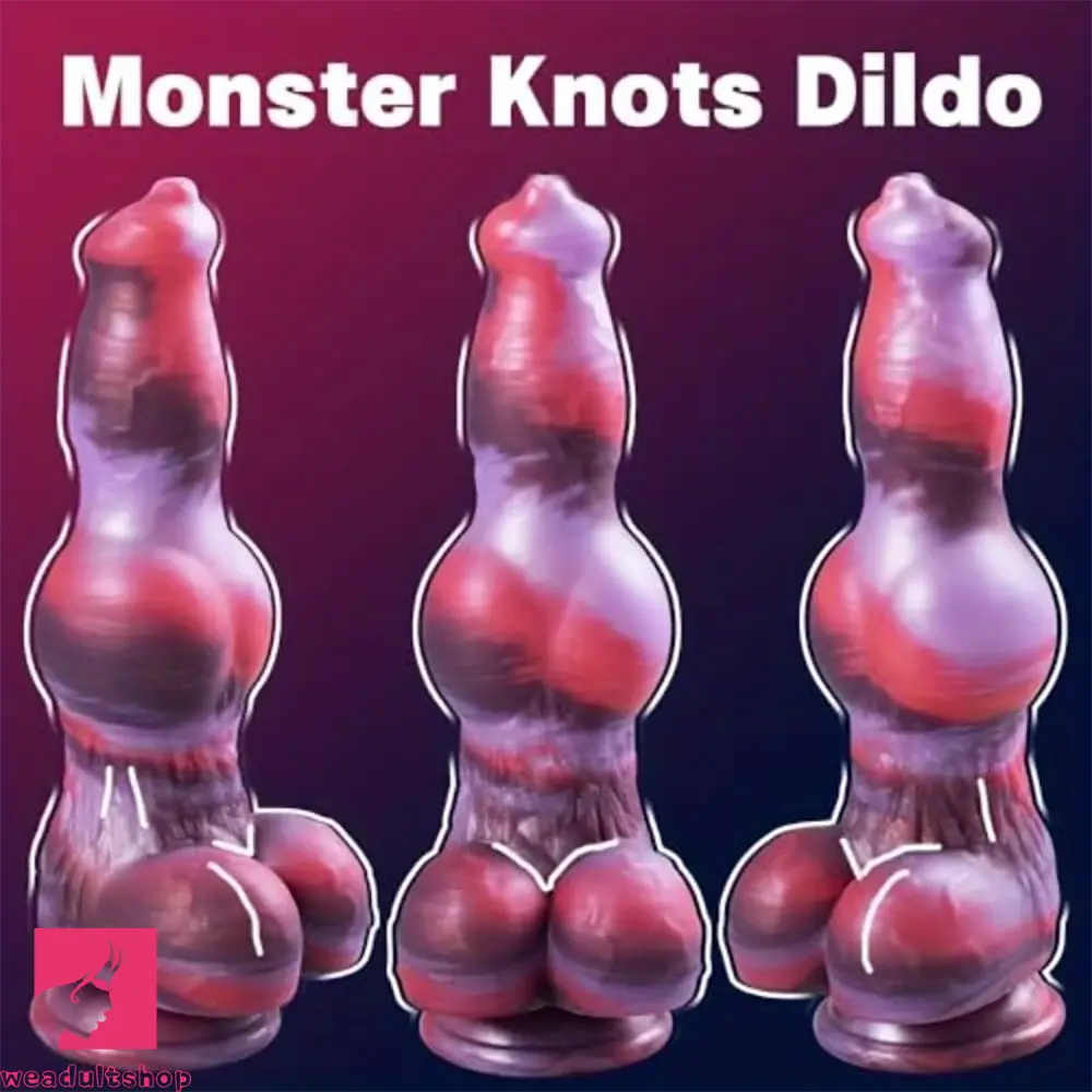 9.8in Monster Dog 2 Big Knots Silicone Soft Big Skintouching Animal Dildo