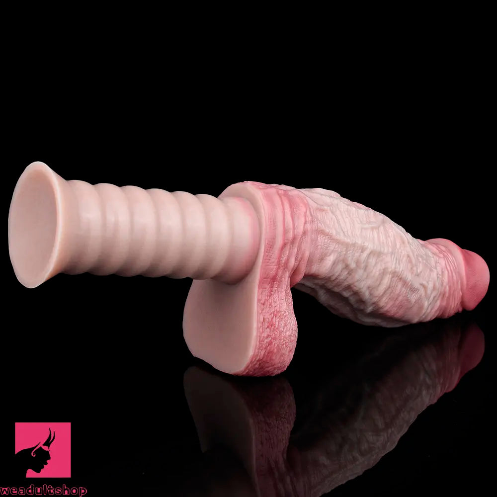 11.1in Real Feeling Double Layer Silicone Soft Handle Flexible Love Dildo