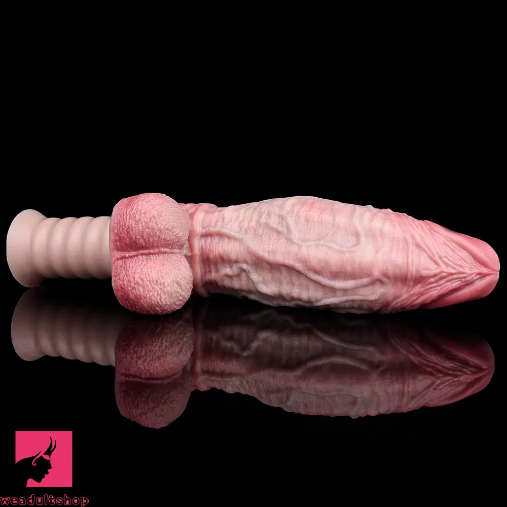 11.1in Real Feeling Double Layer Silicone Soft Handle Flexible Love Dildo
