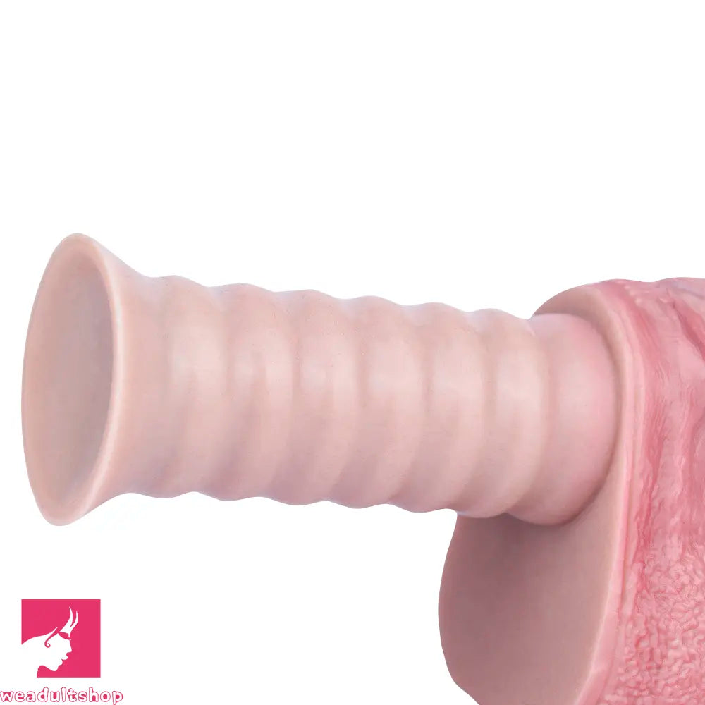 10.9in Real Feeling Double Layer Silicone Soft Handle Dildo For Massage