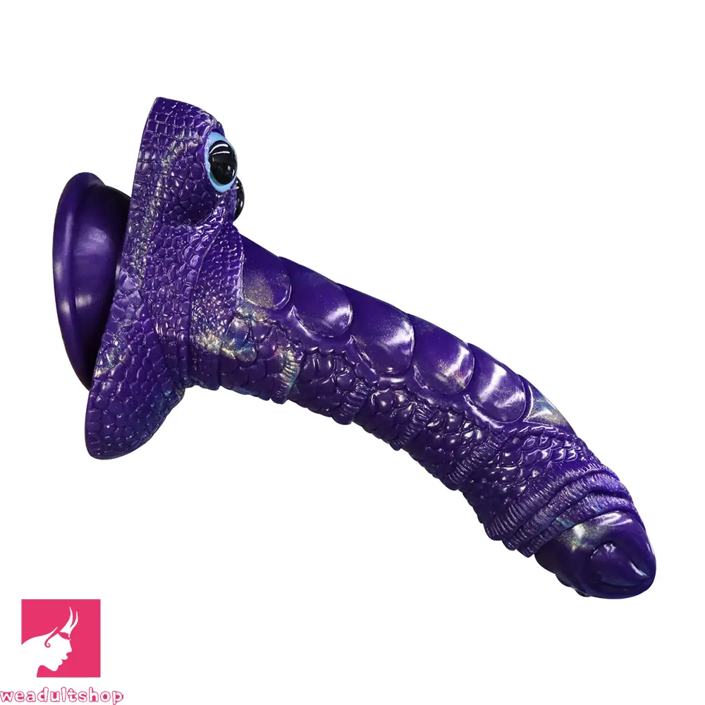 9.05in Dragon Scale Armor Animal Vibrating Dildo With Tapered Head Toy