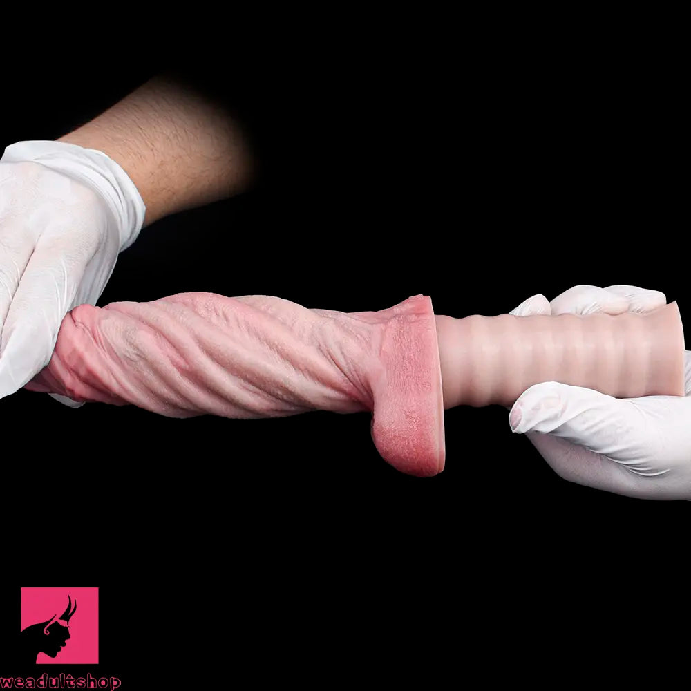 10.82in Real Feeling Double Layer Silicone Soft Handle Flexible Feel Dildo