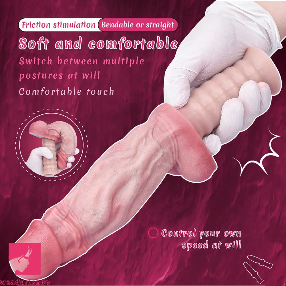 10.82in Real Feeling Double Layer Silicone Soft Handle Flexible Feel Dildo