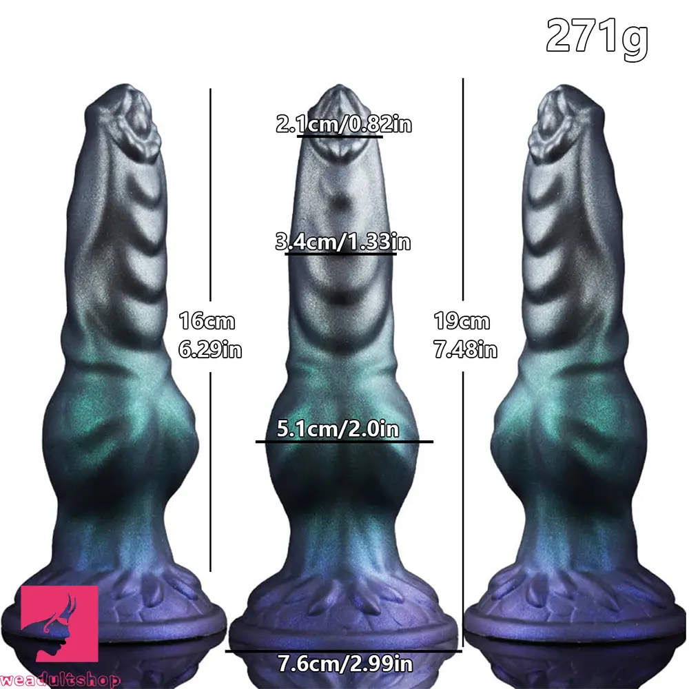 7.48in Strap on Monster Dog Knot Silicone Dildo Vaginal G-spot Sex Toy