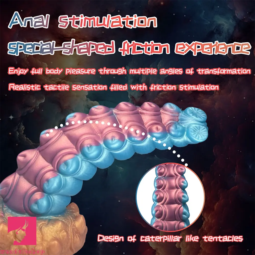 7.87in Tentacle Caterpillar Penis Fantasy Silicone Soft Dildo For Massage