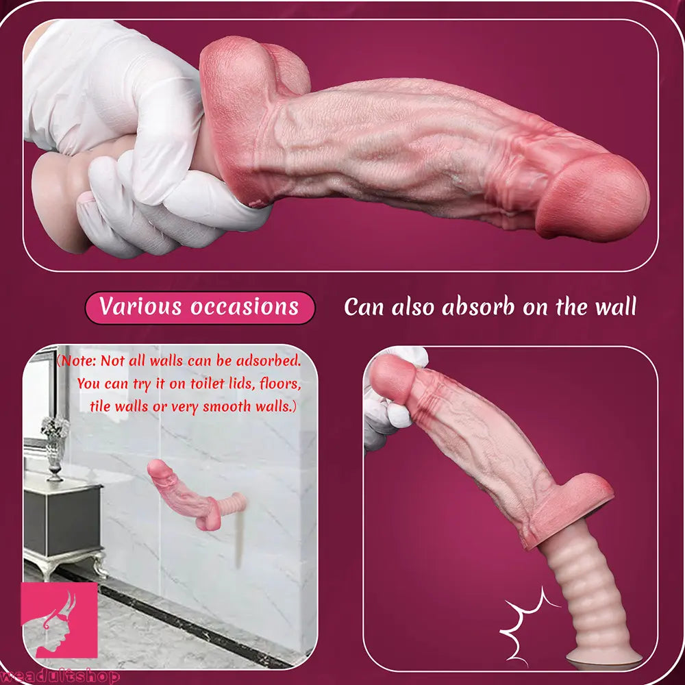 10.82in Real Feeling Double Layer Silicone Soft Handle Flexible Feel Dildo