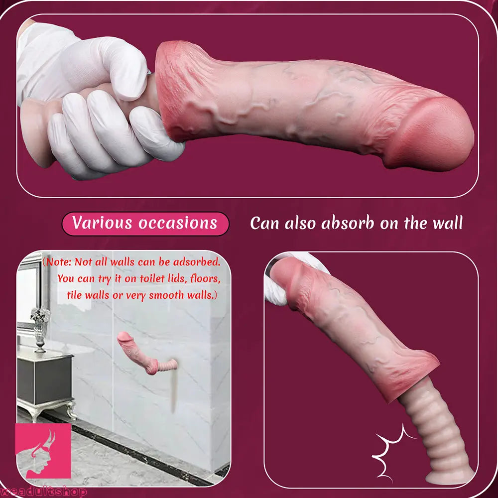 11.02in Real Feeling Double Layer Silicone Soft Handle Handhold Dildo
