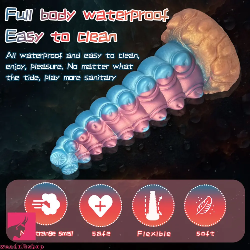 7.87in Tentacle Caterpillar Penis Fantasy Silicone Soft Dildo For Massage