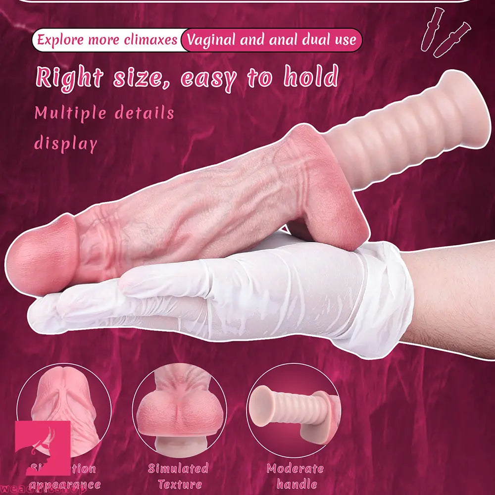 10.82in Real Feeling Double Layer Silicone Soft Handle Flexible Feel Dildo