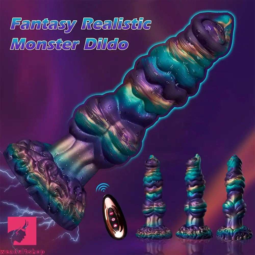 10.3in Monster Knot Thrusting Vibrating Fantasy Odd Stretching Cock Dildo
