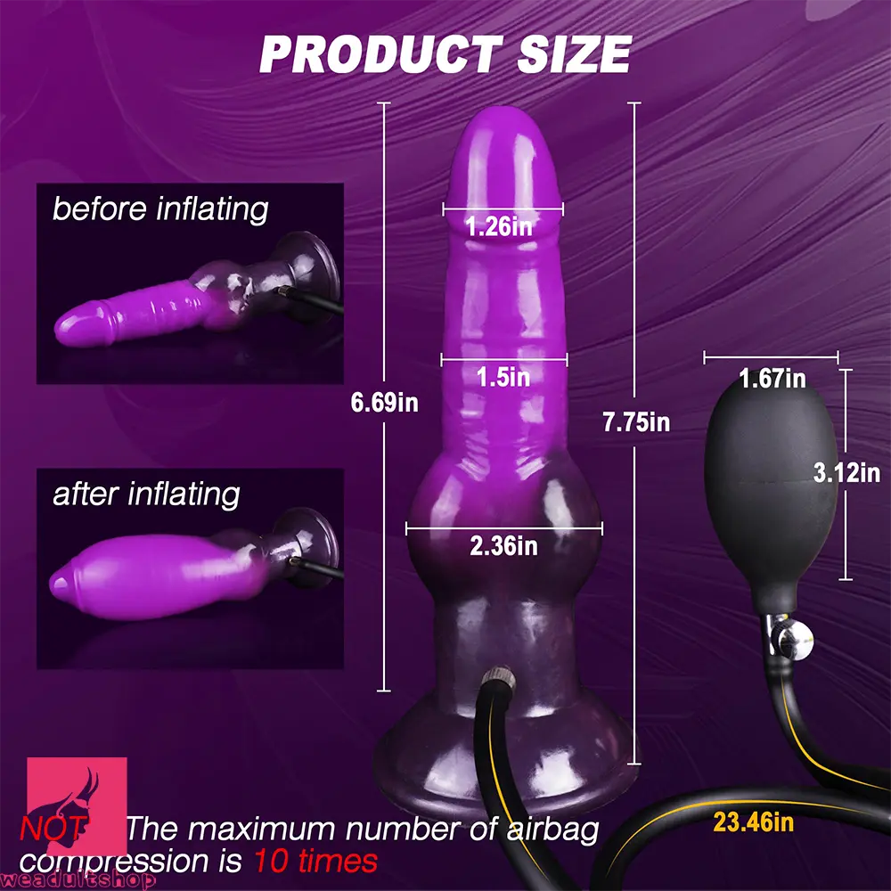 7.75in Big O Knot Silicone Inflatable Dildo Adult Gay Lesbian Cock Toy