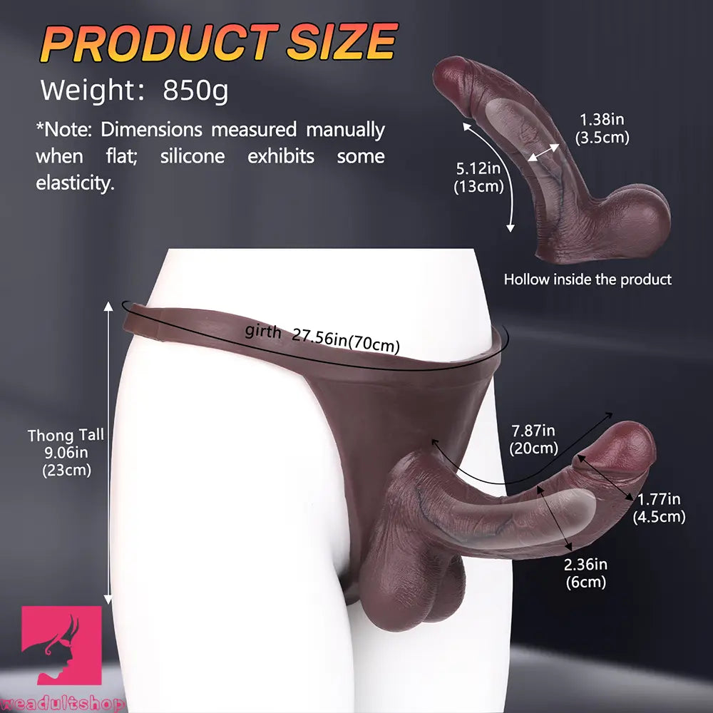 7.87in Lifelike Hollow Strap on Dildo Panty For Stimulation Expansion Toy