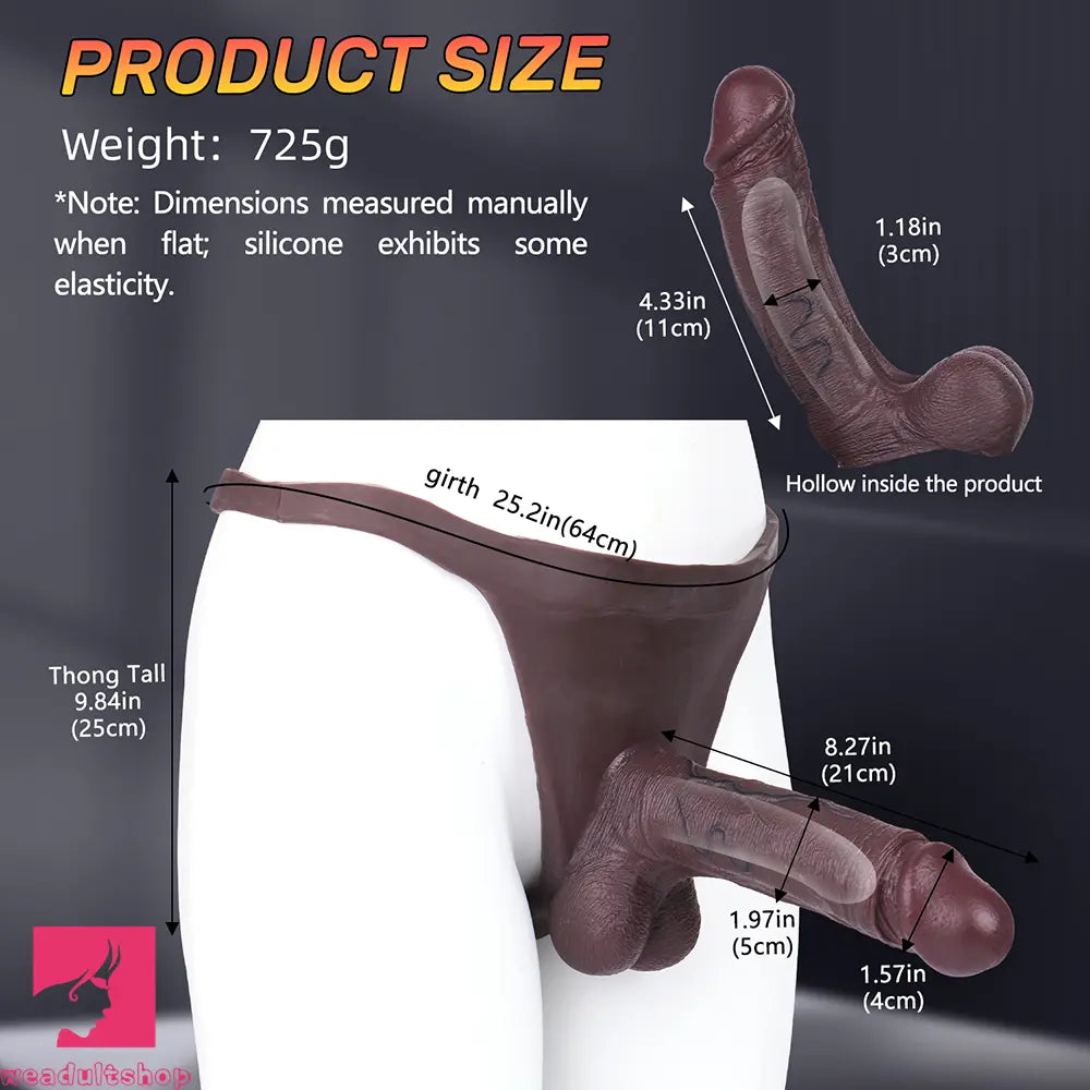 8.27in Realistic Male Penis Silicone Hollow Strap on Dildo Panty For Love