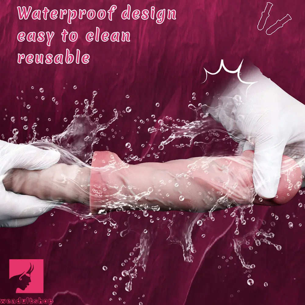 11.02in Real Feeling Double Layer Silicone Soft Handle Handhold Dildo