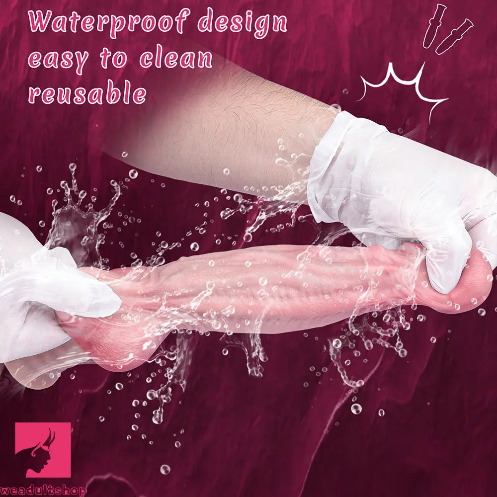 10.82in Real Feeling Double Layer Silicone Soft Handle Flexible Feel Dildo