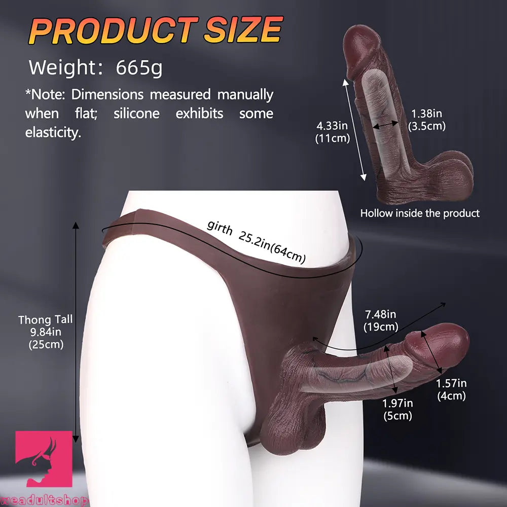 7.48in Hollow Strap on Silicone Soft Dildo Panty For Manual Climax Cock