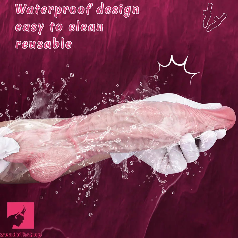 11.1in Real Feeling Double Layer Silicone Soft Handle Flexible Love Dildo