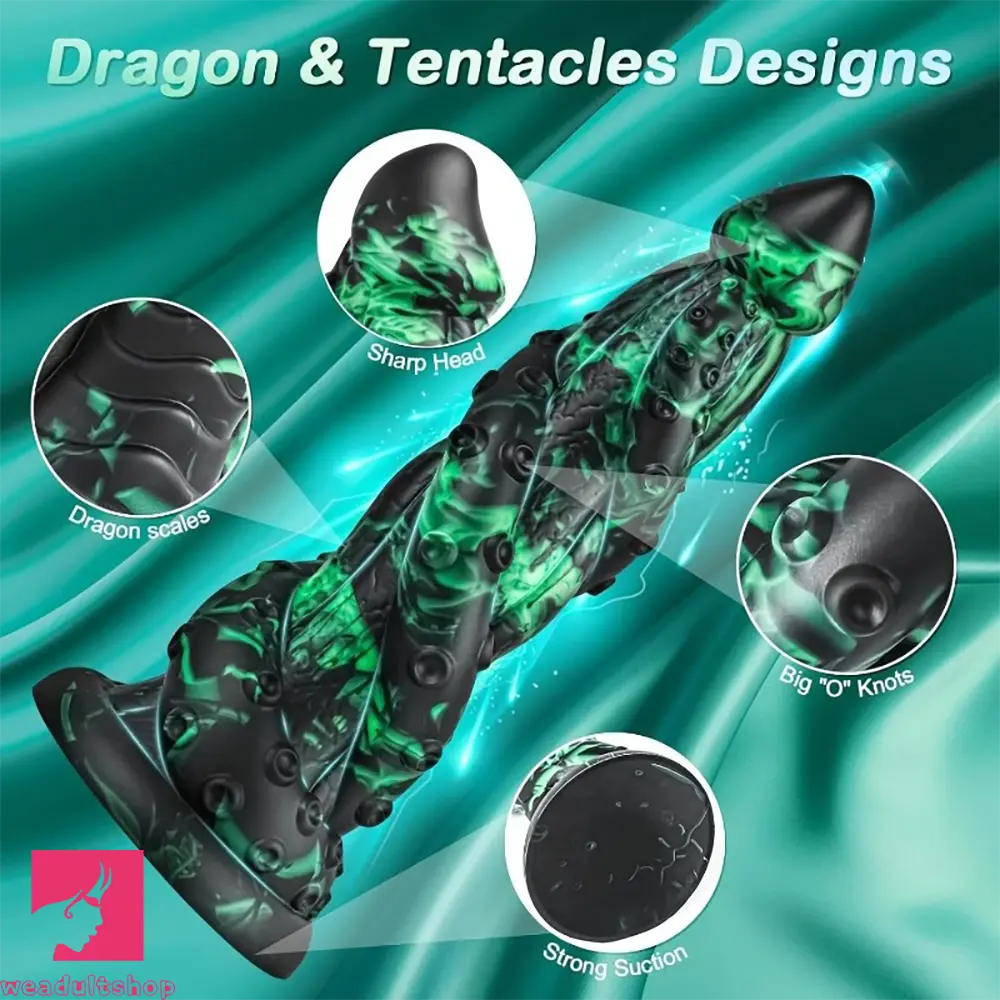8.9in Dragon Tentacle Monster 2 Big O Design Silicone Soft Dildo For Sex