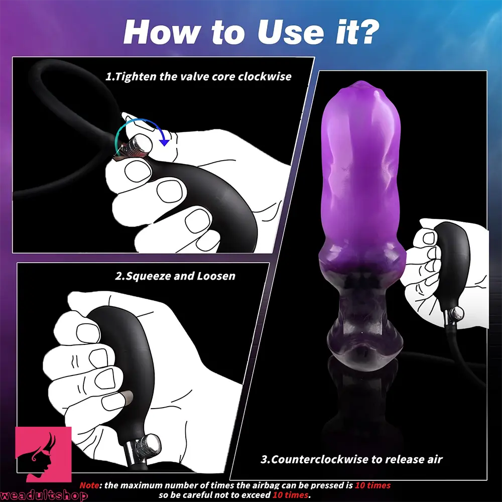 6.69in Monster Knot Inflatable Dildo For Anal Vaginal Knot Massage Toy