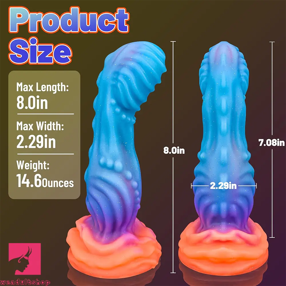 8in Luminous Fantasy Silicone Soft Big Dildo Manual Climax Bed Cock Love