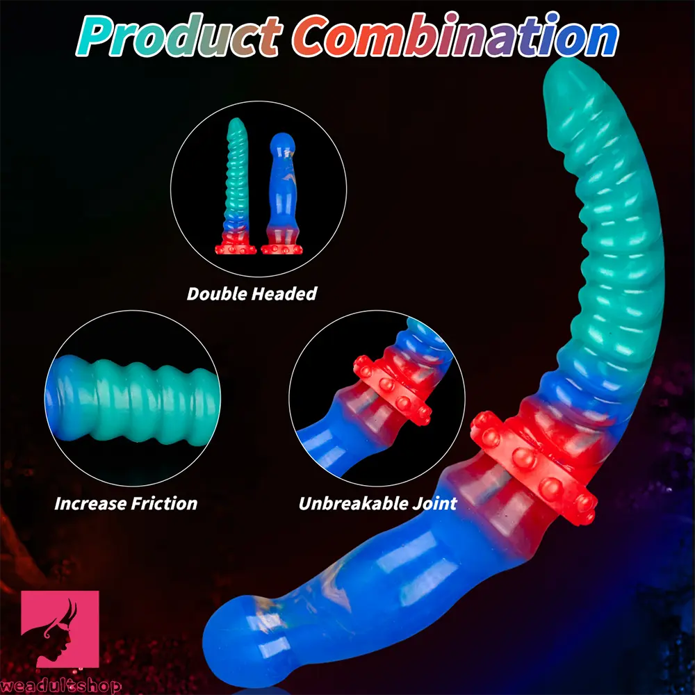 13.97in Dual Heads Silicone Big Long Knot Dildo Pleasure Feeling Toy