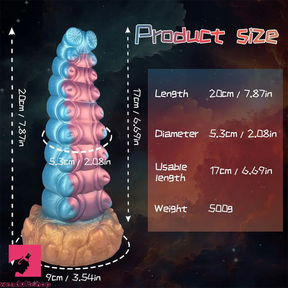 7.87in Tentacle Caterpillar Penis Fantasy Silicone Soft Dildo For Massage