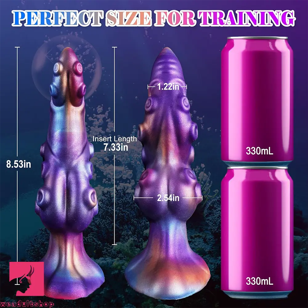 8.53in Fantasy Knot Tentacle Curved Head Silicone Dildo Prostate Feeling