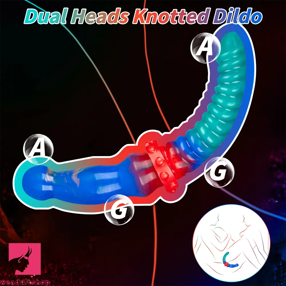 13.97in Dual Heads Silicone Big Long Knot Dildo Pleasure Feeling Toy