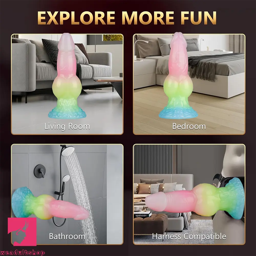 7.28in Dog Knot Silicone Soft Dildo Female Pleasure Sex Toy For Penis